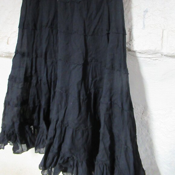 Wet Seal Goth Boho Black Tiered Skirt SzL - Picture 2 of 5